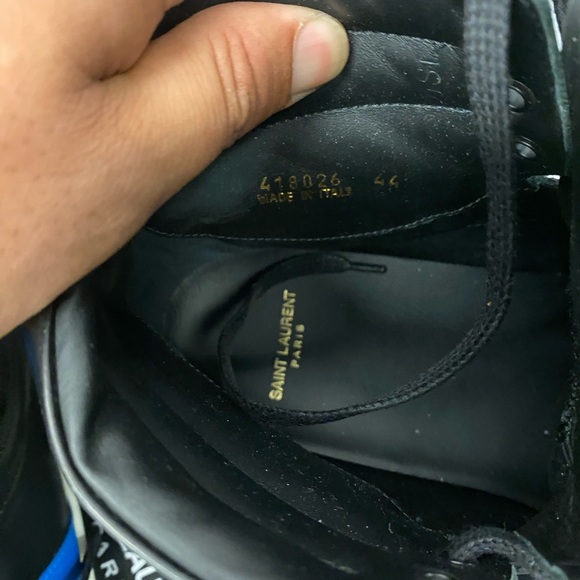 SAINT LAURENT Black & Blue Metal COURT CLASSIC High Sneakers Men's 44 is 11 - Picture 3 of 9